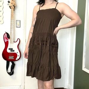 Elegant Brown Sleeveless Dress